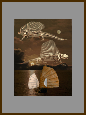 Паруса - Пермские ящеры диметродон и эдафозавр.jpg